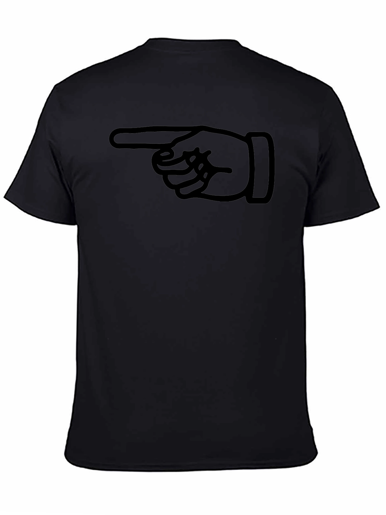 Pointing Finger Graphic Tee - Black Cotton T-Shirt