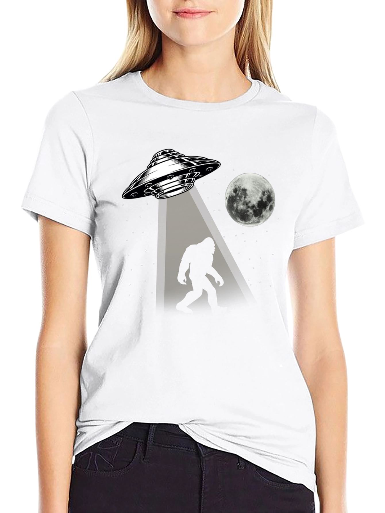 Bigfoot Abduction Black T-Shirt