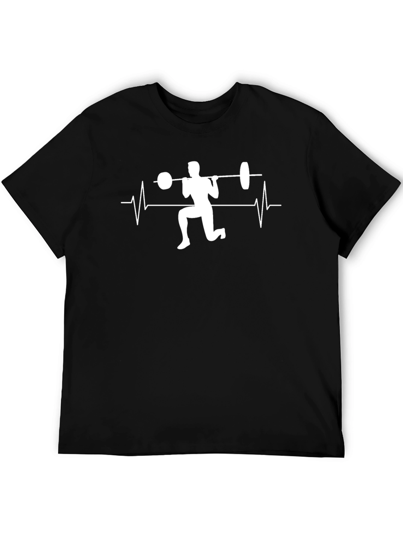 Fitness Heartbeat Barbell T-Shirt - Workout Motivation Tee