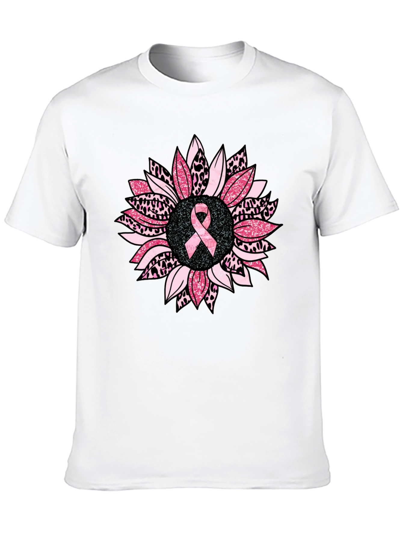 Pink Ribbon Sunflower T-Shirt - Breast Cancer Awareness Tee