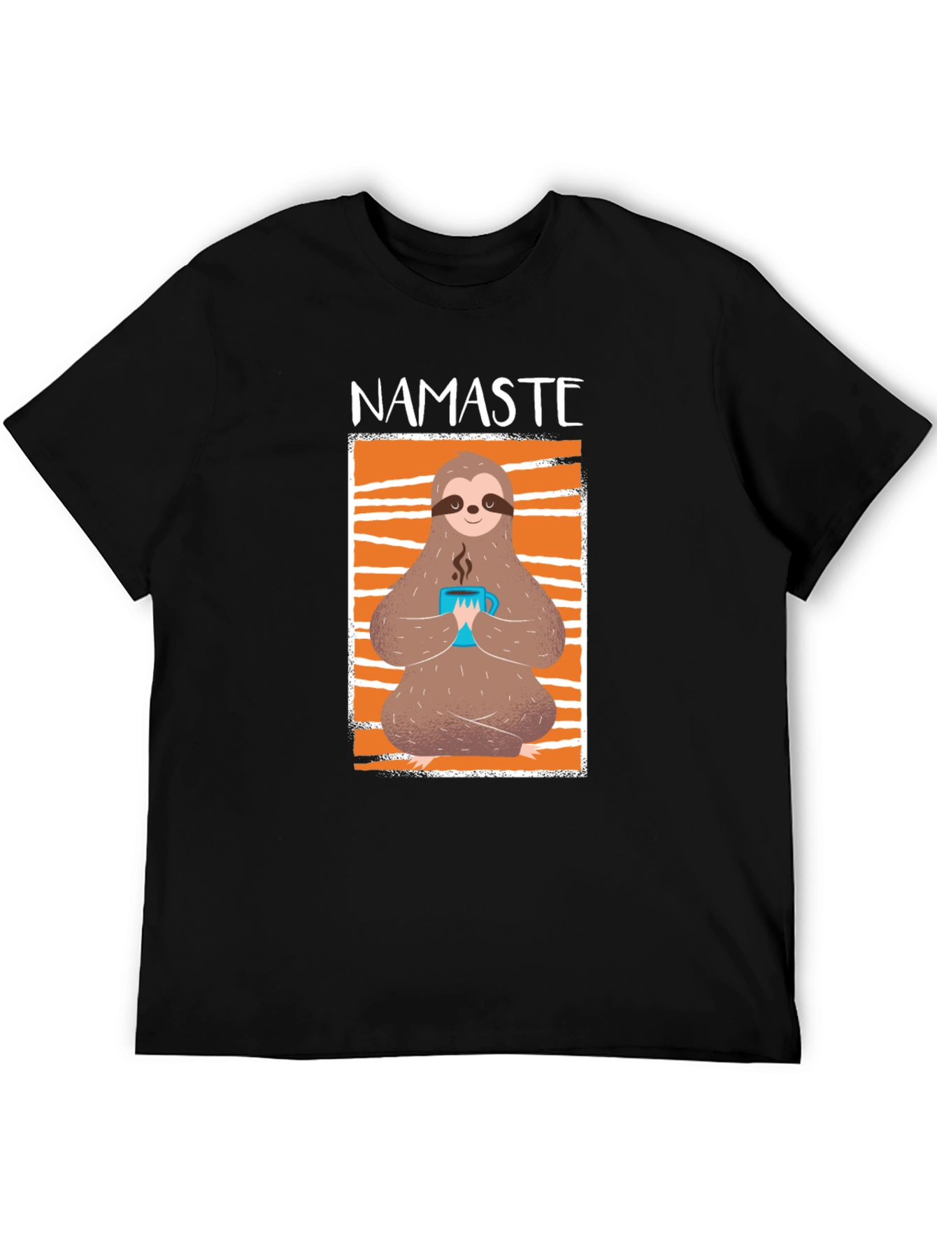 Namaste Sloth Coffee T-Shirt: Relaxed Yoga Tee