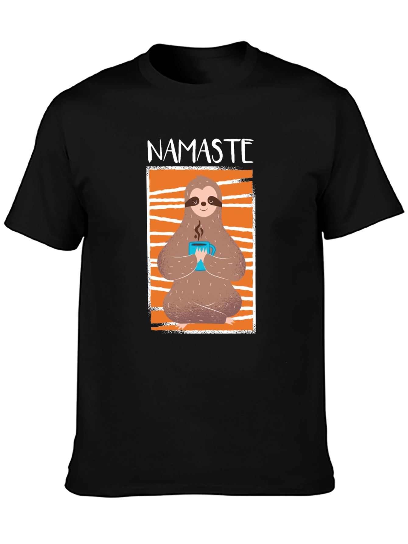 Namaste Sloth Coffee T-Shirt: Relaxed Yoga Tee