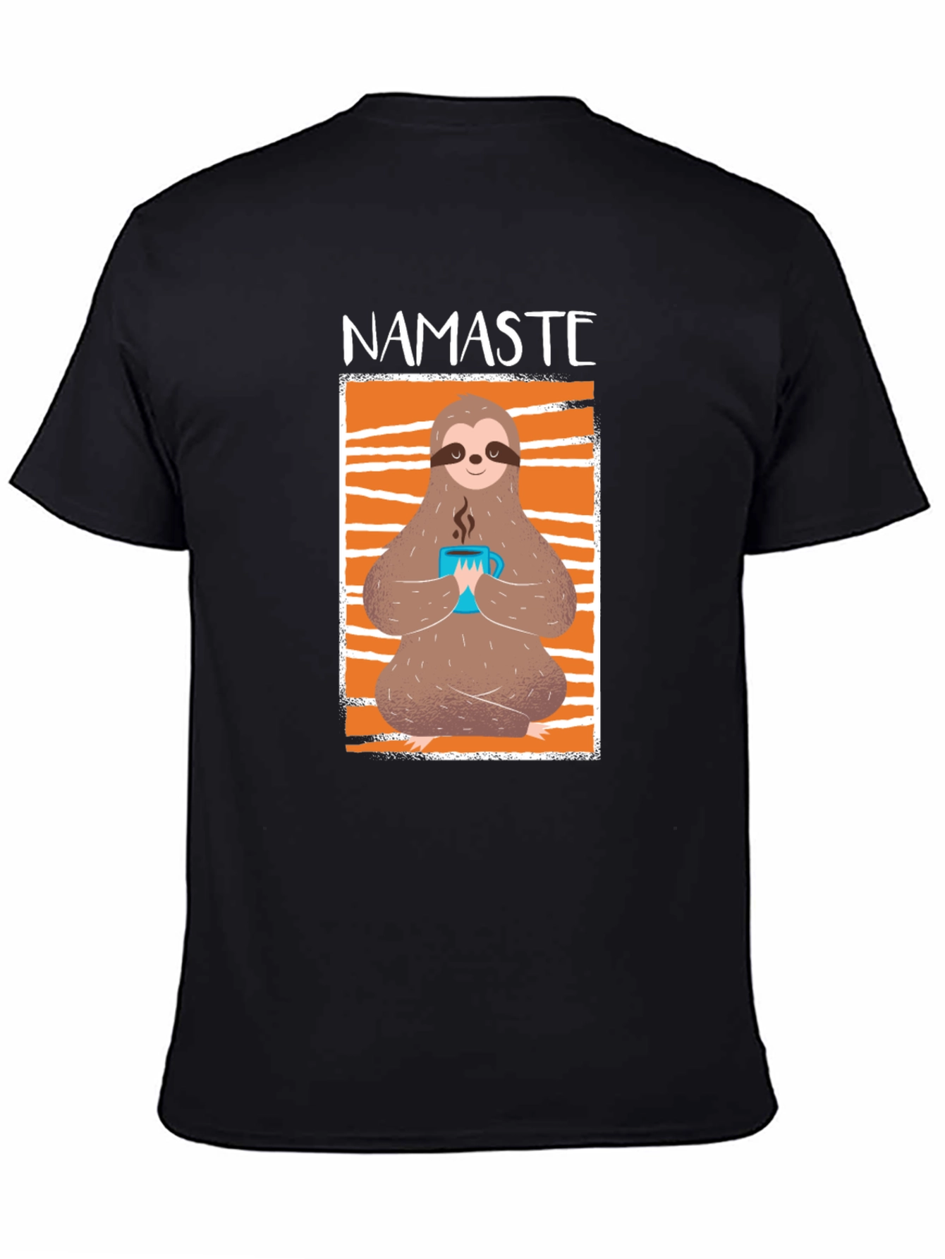 Namaste Sloth Coffee T-Shirt: Relaxed Yoga Tee