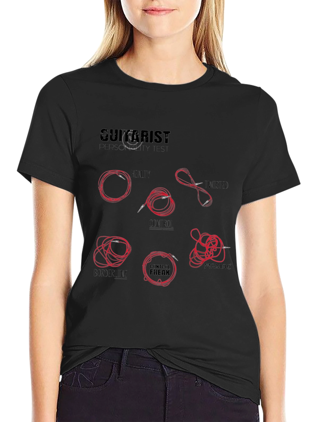 Guitarist Cable Black T-Shirt