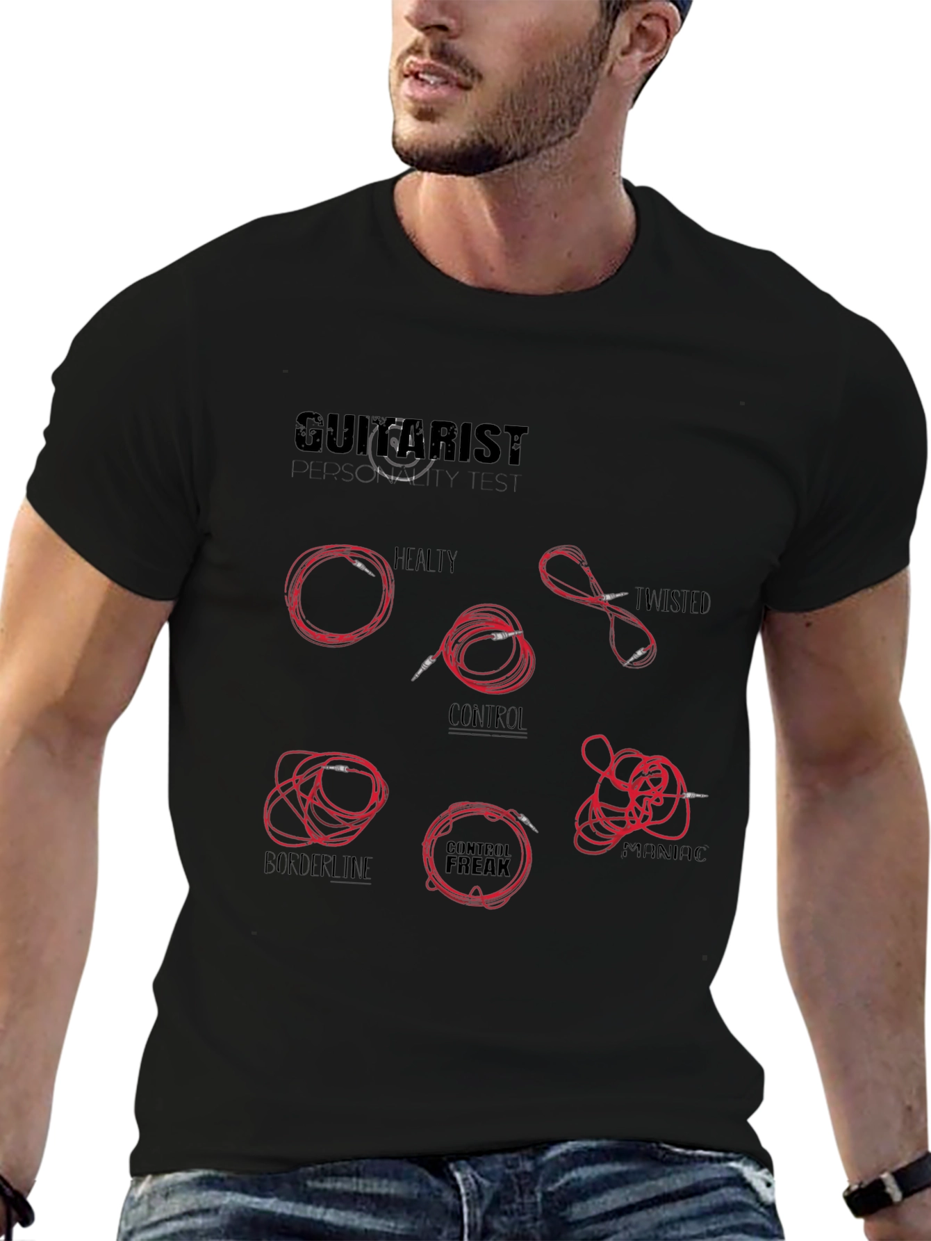 Guitarist Cable Black T-Shirt