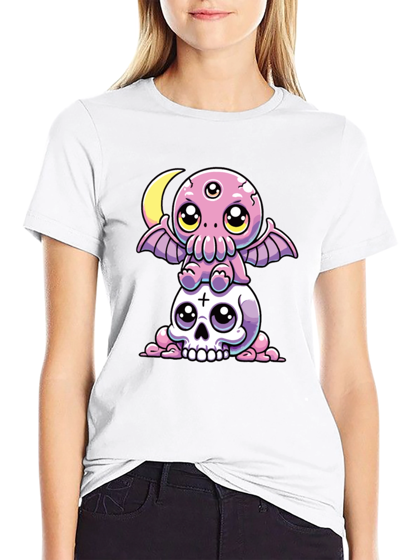 Cthulhu & Skull Graphic Tee - Black