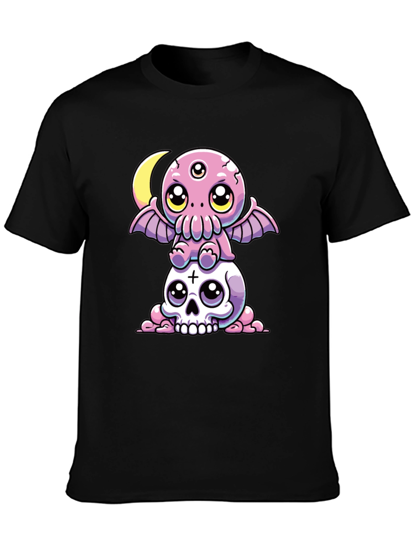 Cthulhu & Skull Graphic Tee - Black