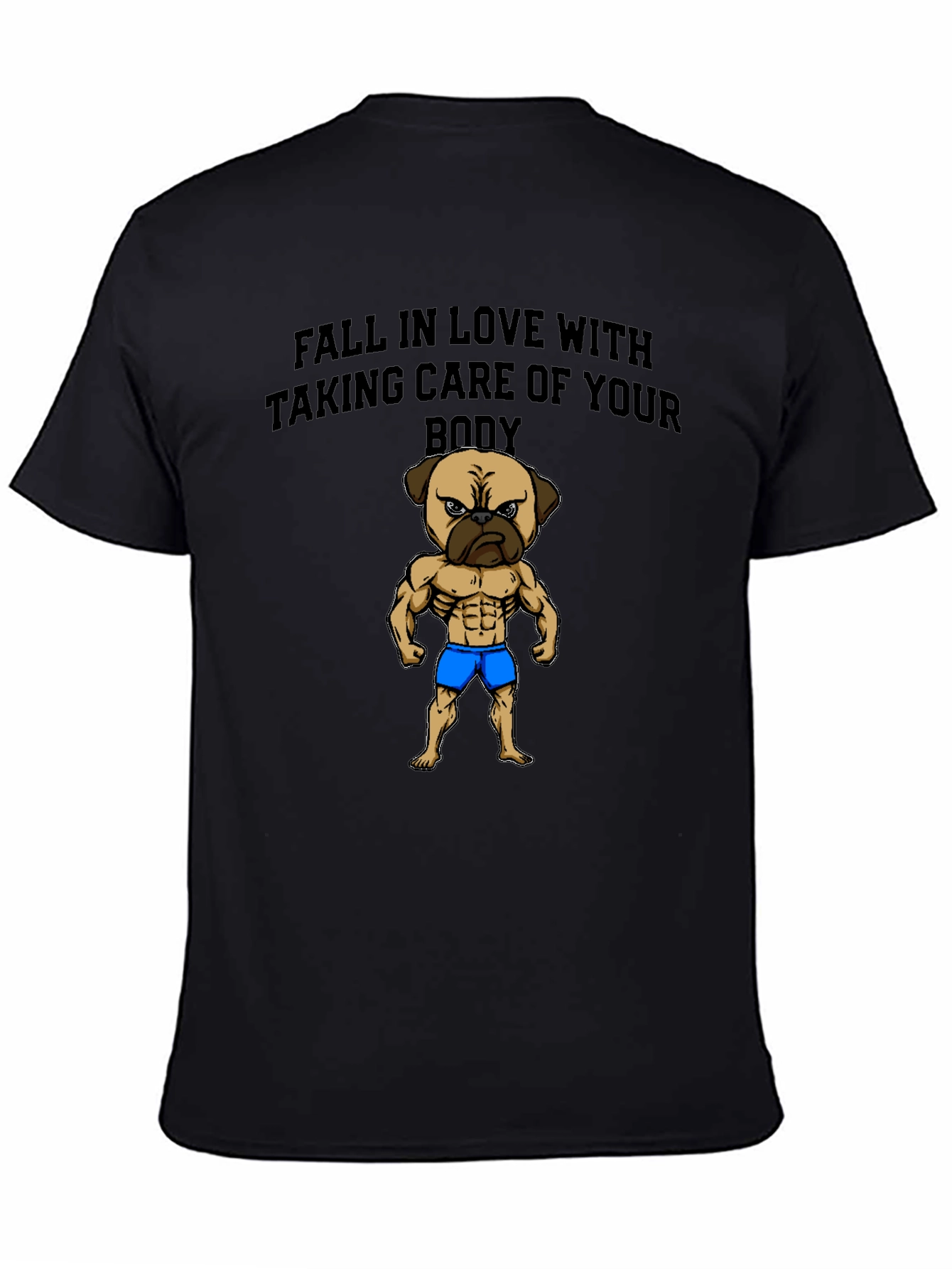 Fitness Pug Mens Black T-Shirt