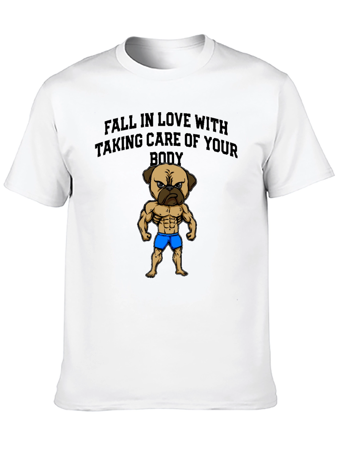 Fitness Pug Mens Black T-Shirt