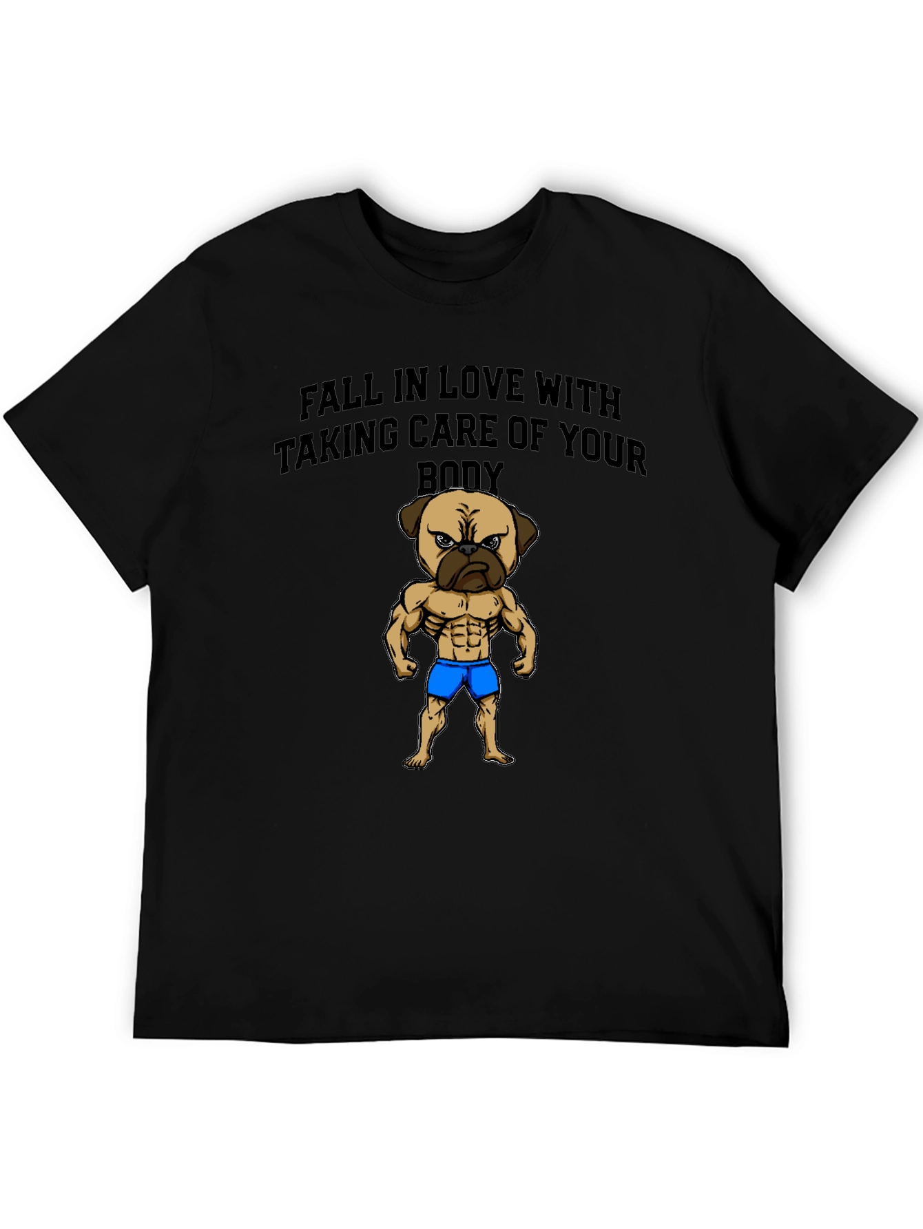 Fitness Pug Mens Black T-Shirt