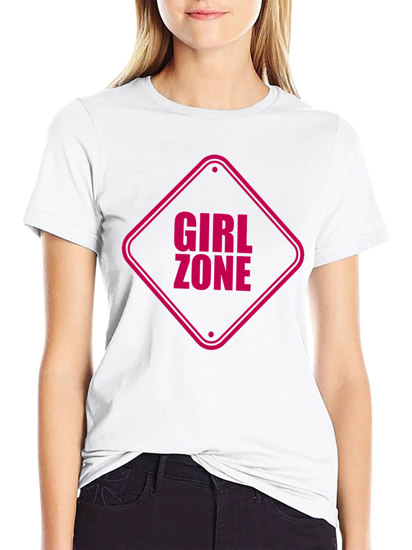 Girl Zone Graphic Tee - Black Cotton T-Shirt