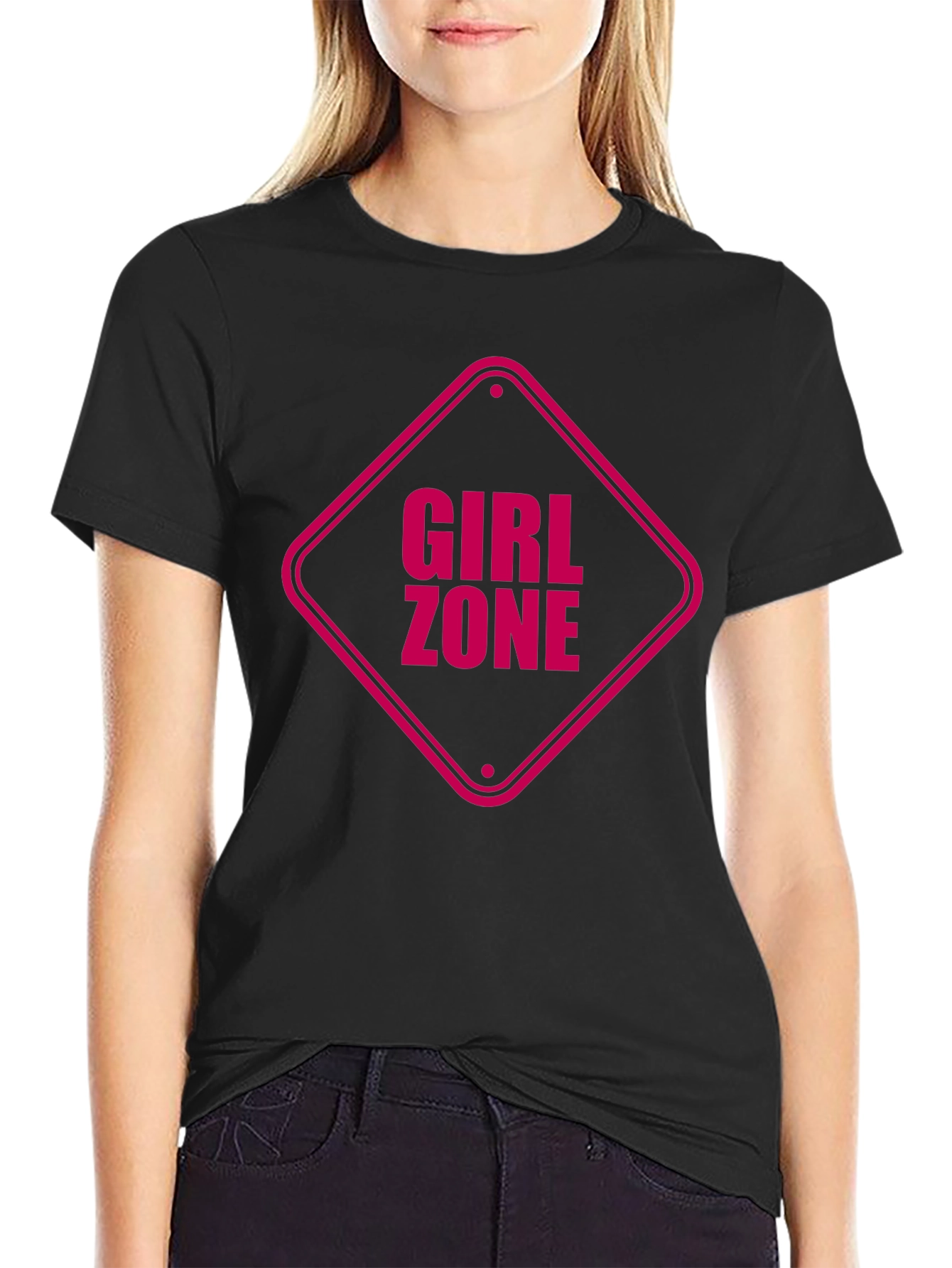 Girl Zone Graphic Tee - Black Cotton T-Shirt