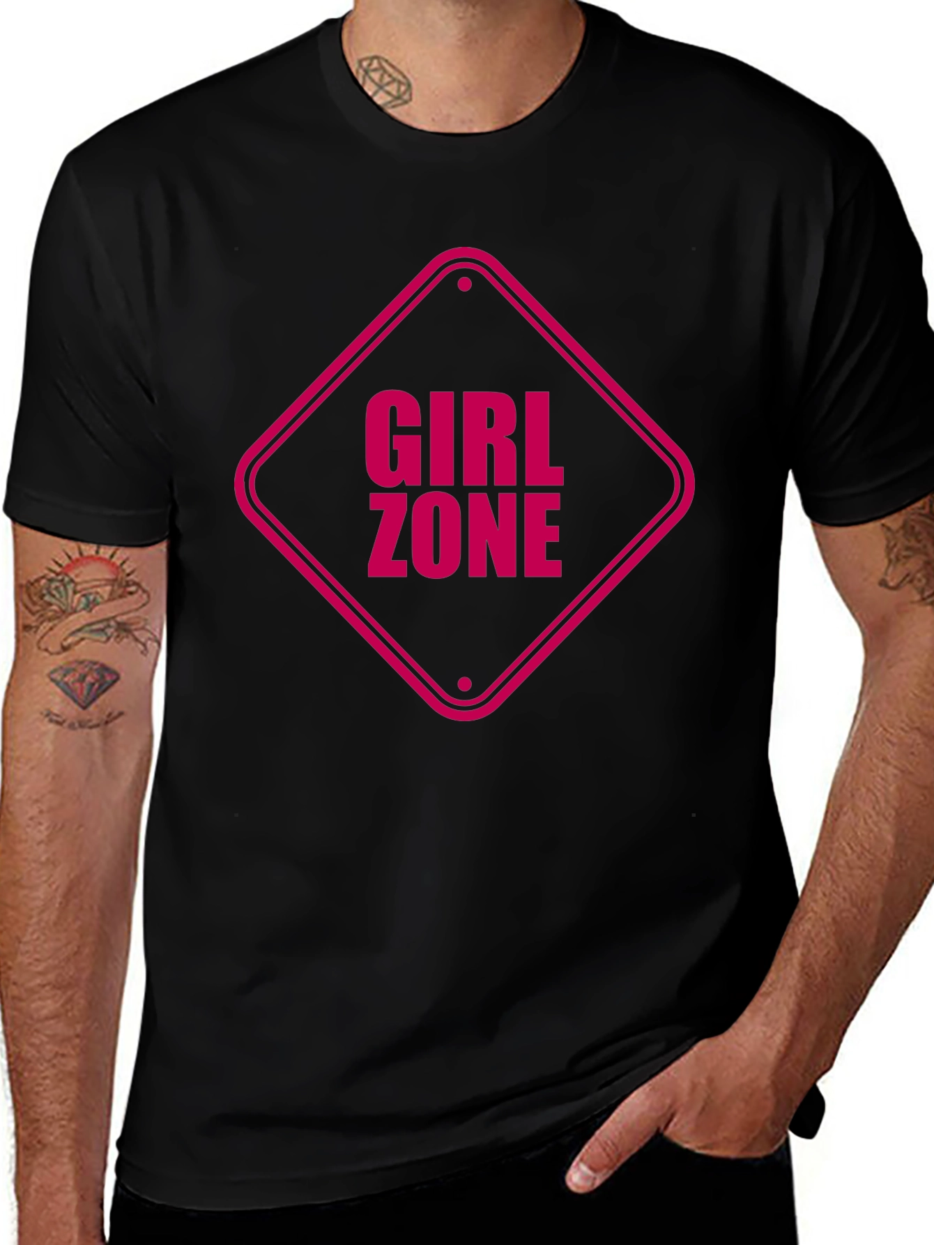 Girl Zone Graphic Tee - Black Cotton T-Shirt