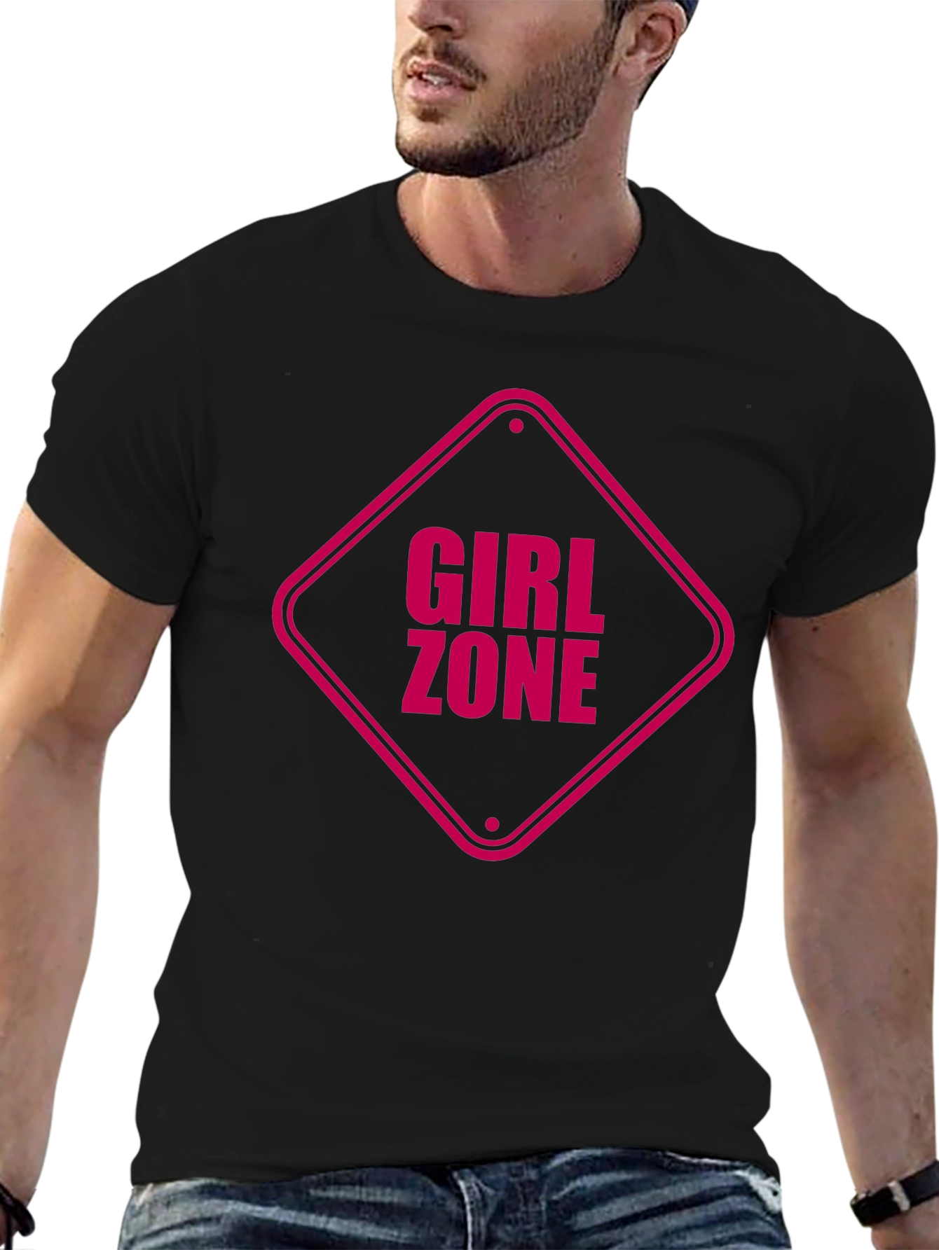 Girl Zone Graphic Tee - Black Cotton T-Shirt