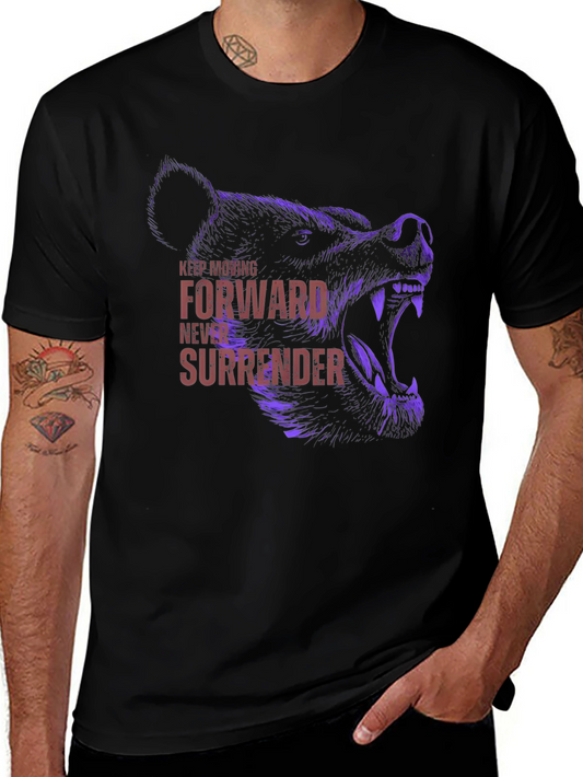Bear Graphic T-Shirt - Keep Moving Forward - Black