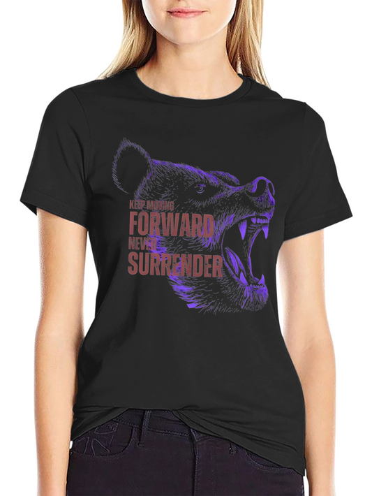 Bear Graphic T-Shirt - Keep Moving Forward - Black