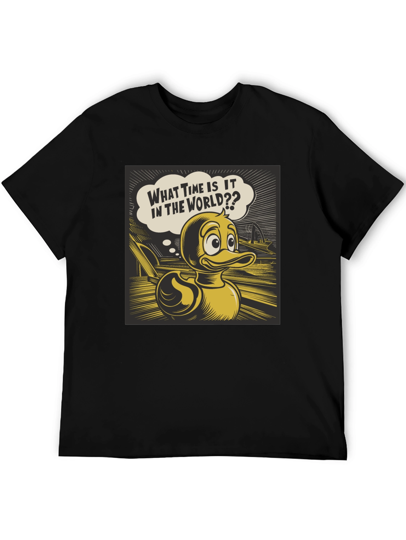 Duck Cartoon Black T-Shirt