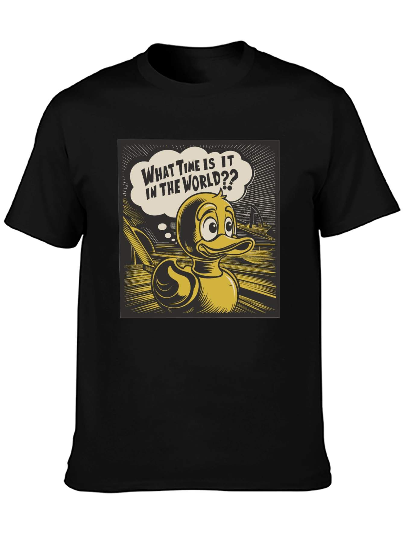 Duck Cartoon Black T-Shirt