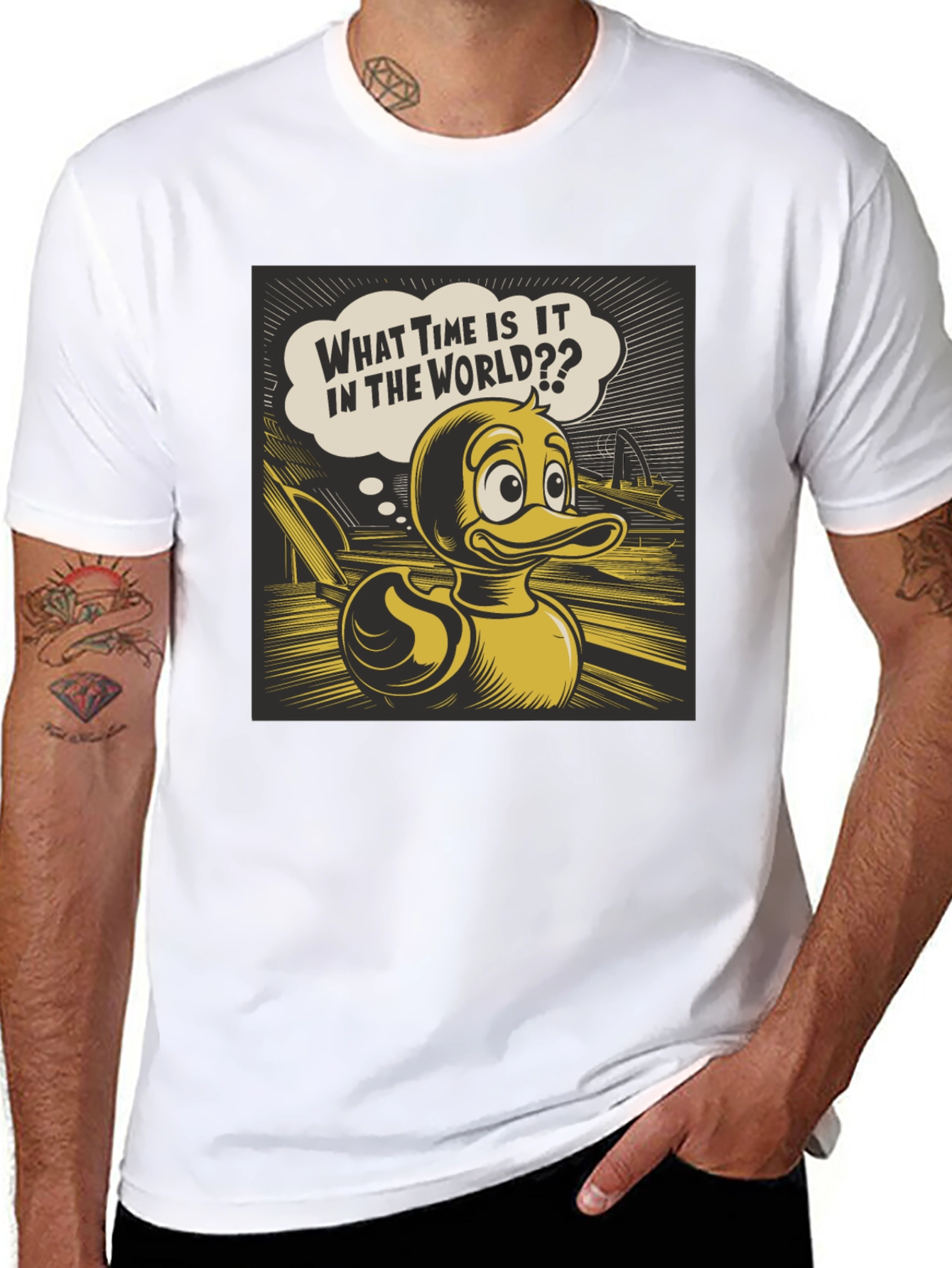 Duck Cartoon Black T-Shirt