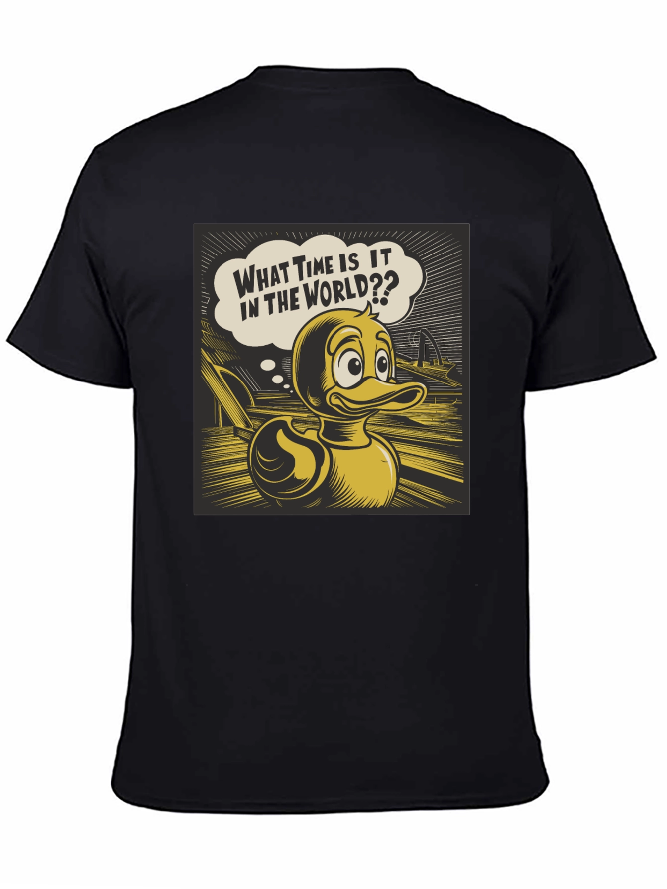 Duck Cartoon Black T-Shirt
