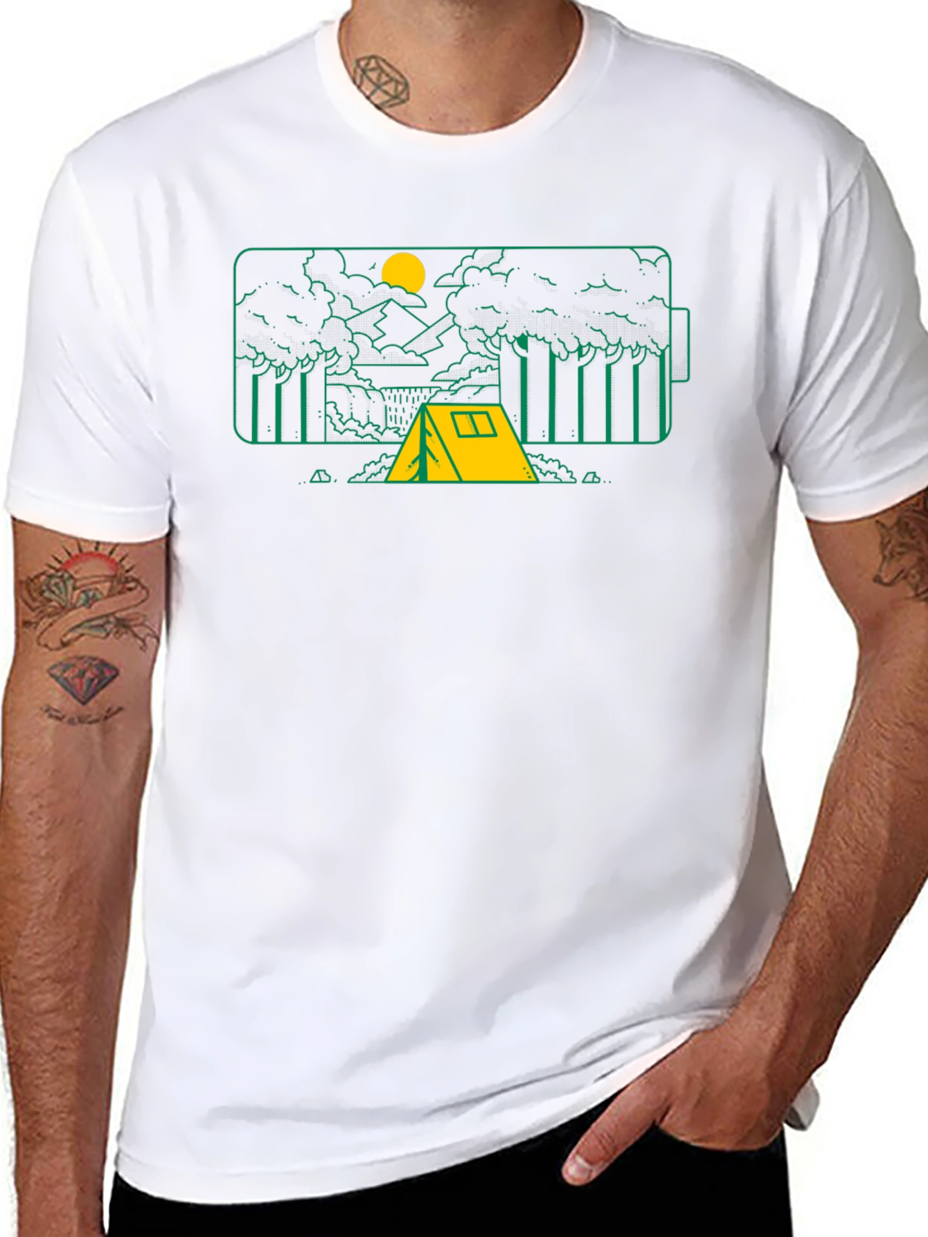 Camping Battery Graphic T-Shirt - Black