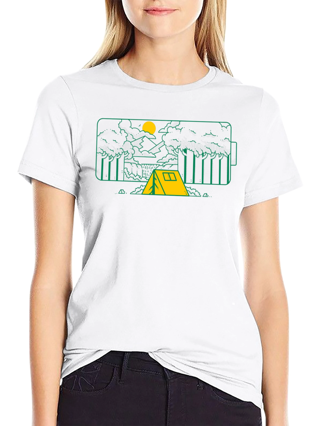 Camping Battery Graphic T-Shirt - Black