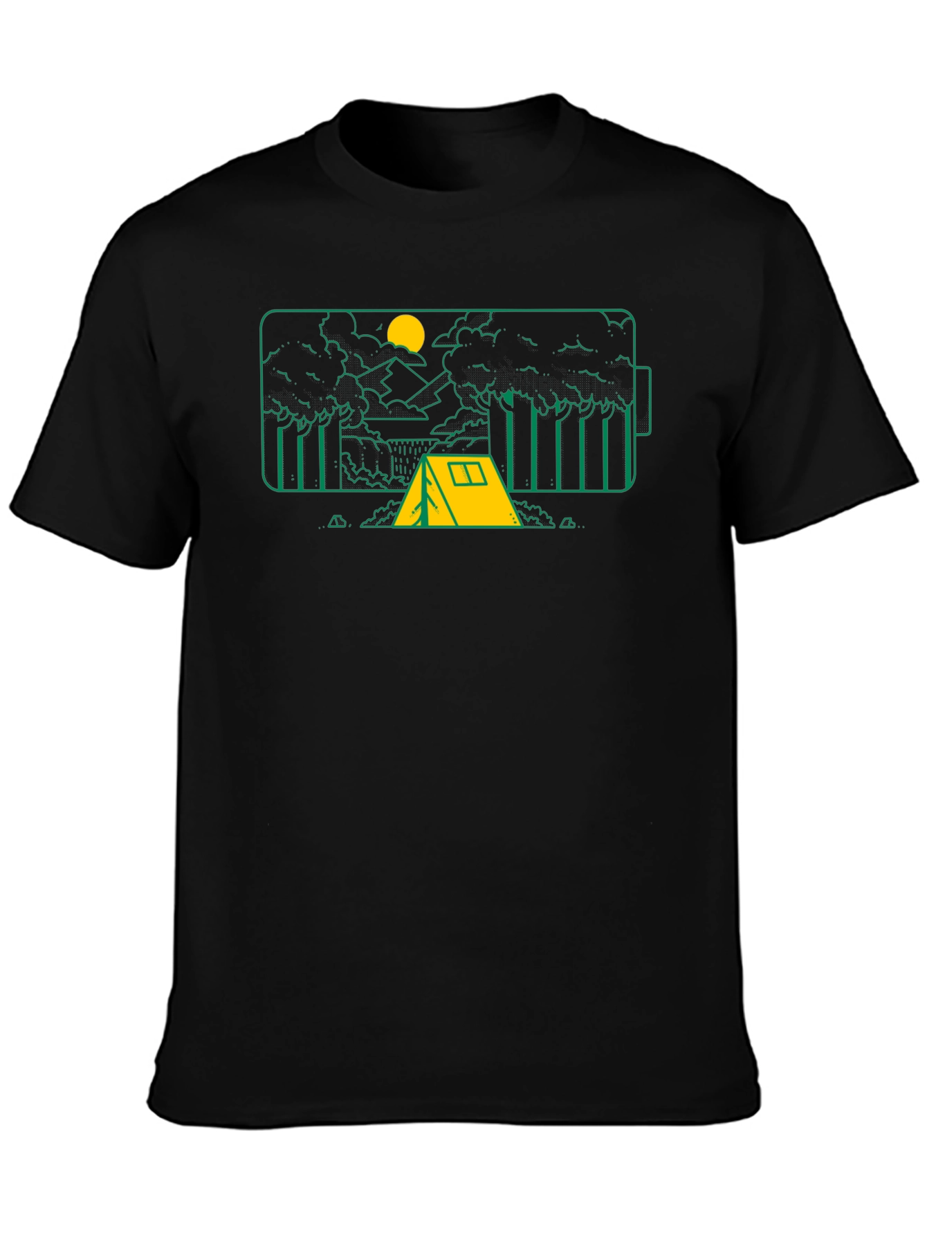 Camping Battery Graphic T-Shirt - Black