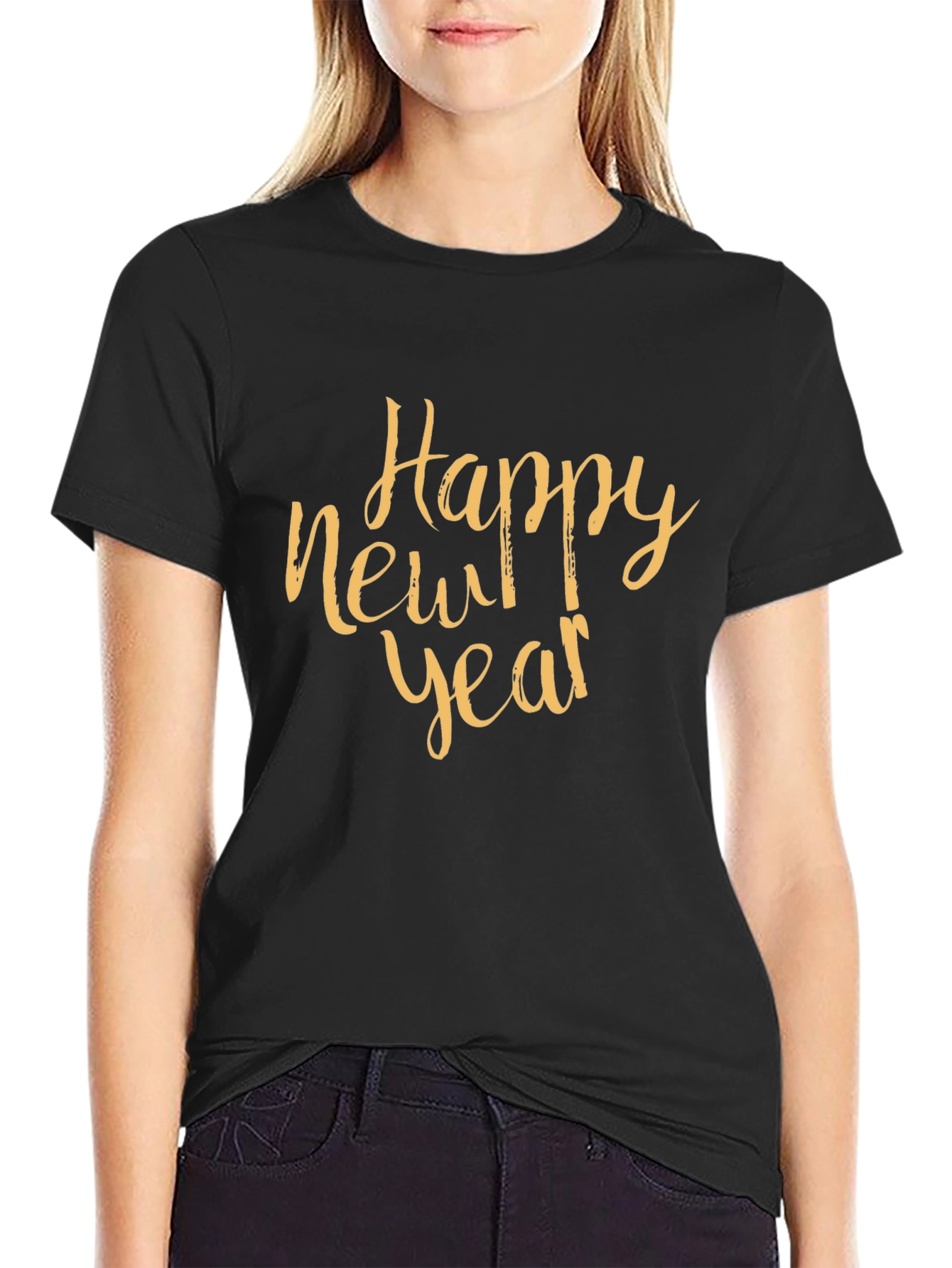 Happy New Year Black Crewneck T-Shirt