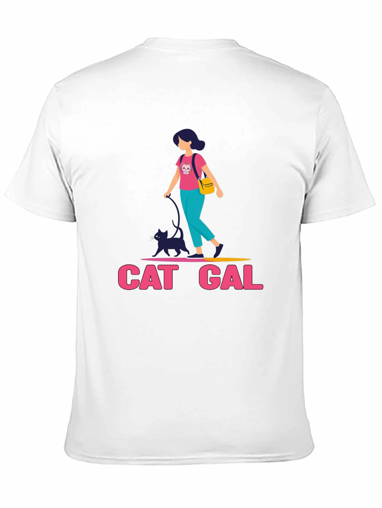 Cat Gal Graphic T-Shirt - Black Crew Neck Tee