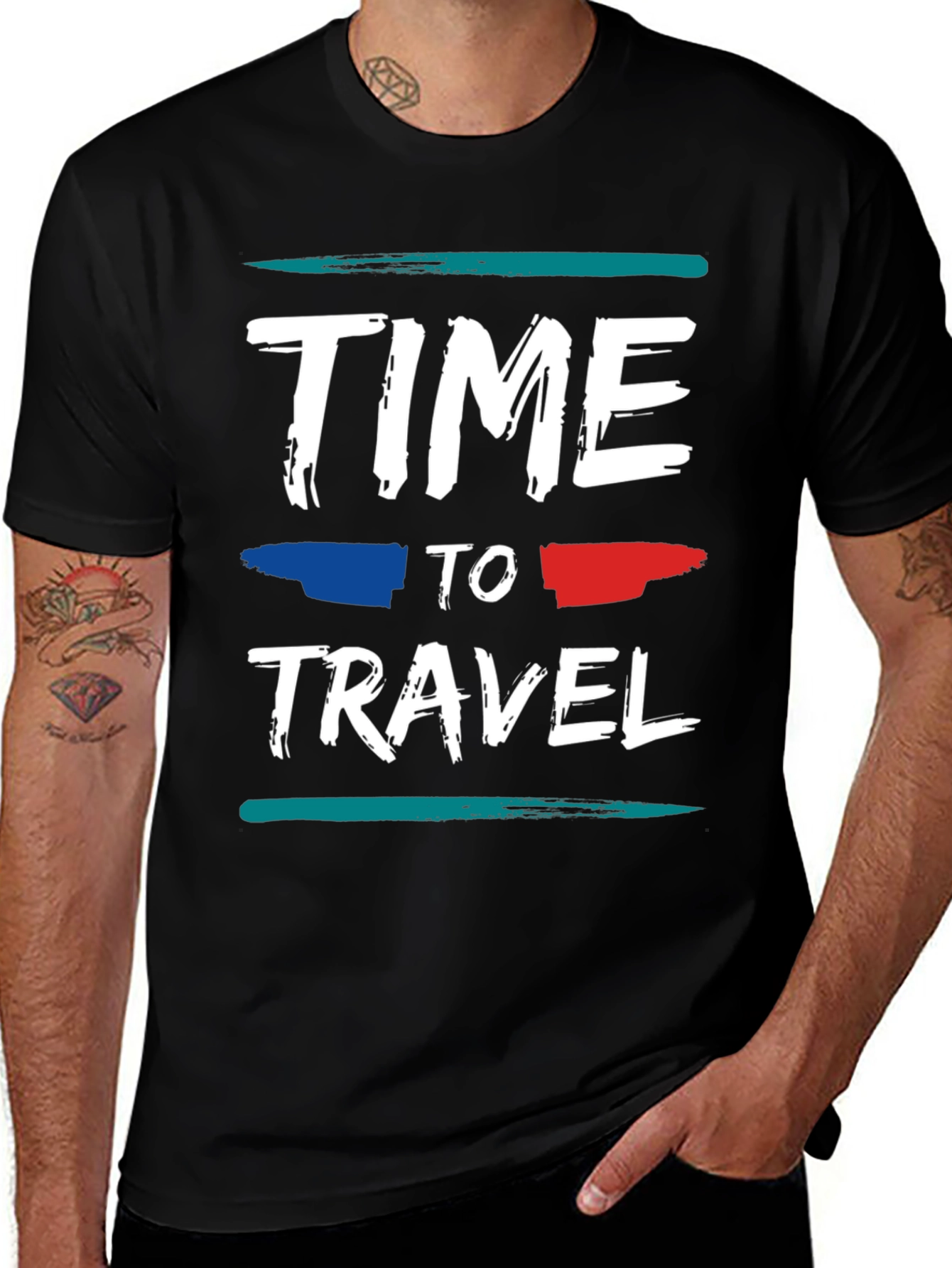 Time to Travel Graphic Tee - Stylish Black T-Shirt