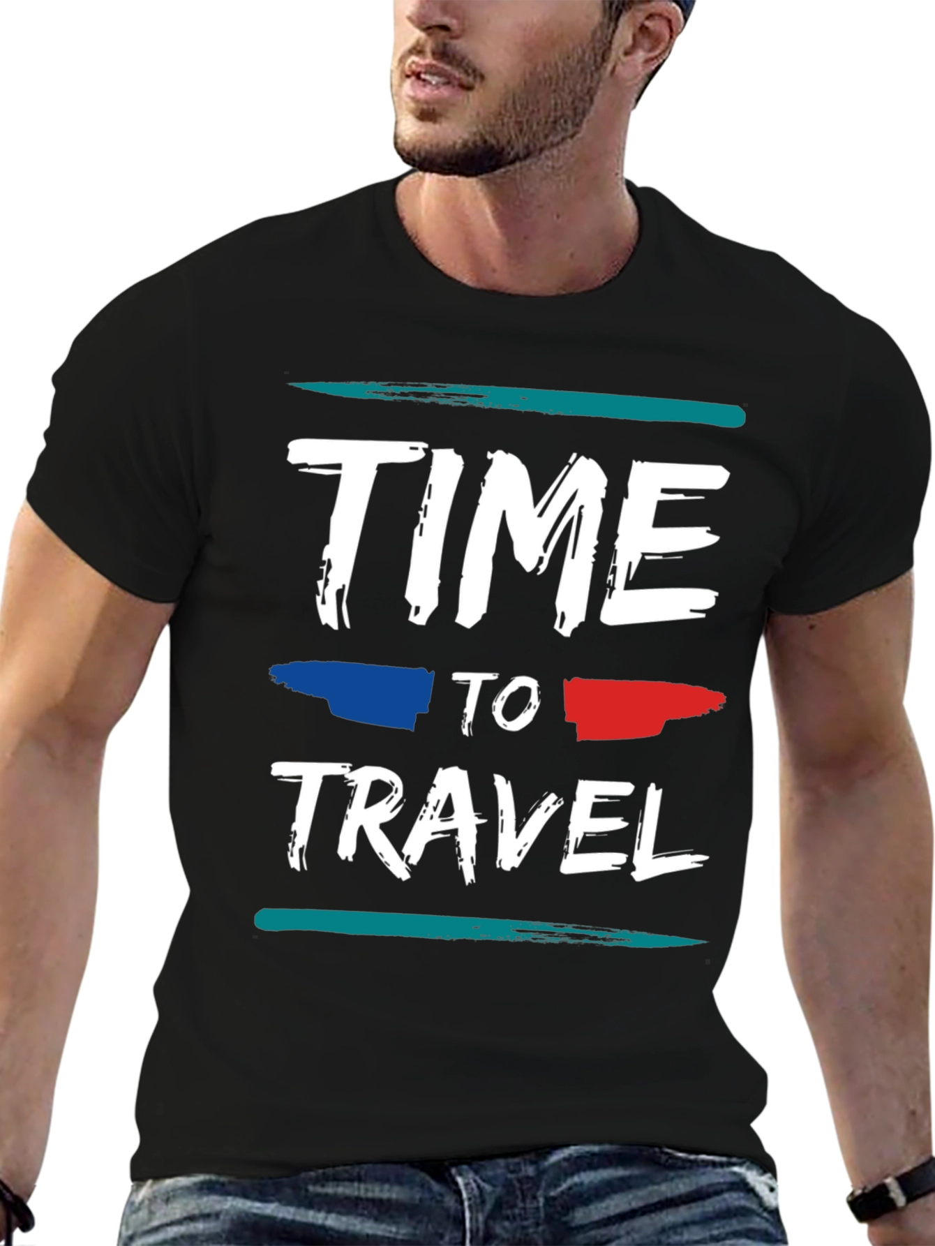 Time to Travel Graphic Tee - Stylish Black T-Shirt