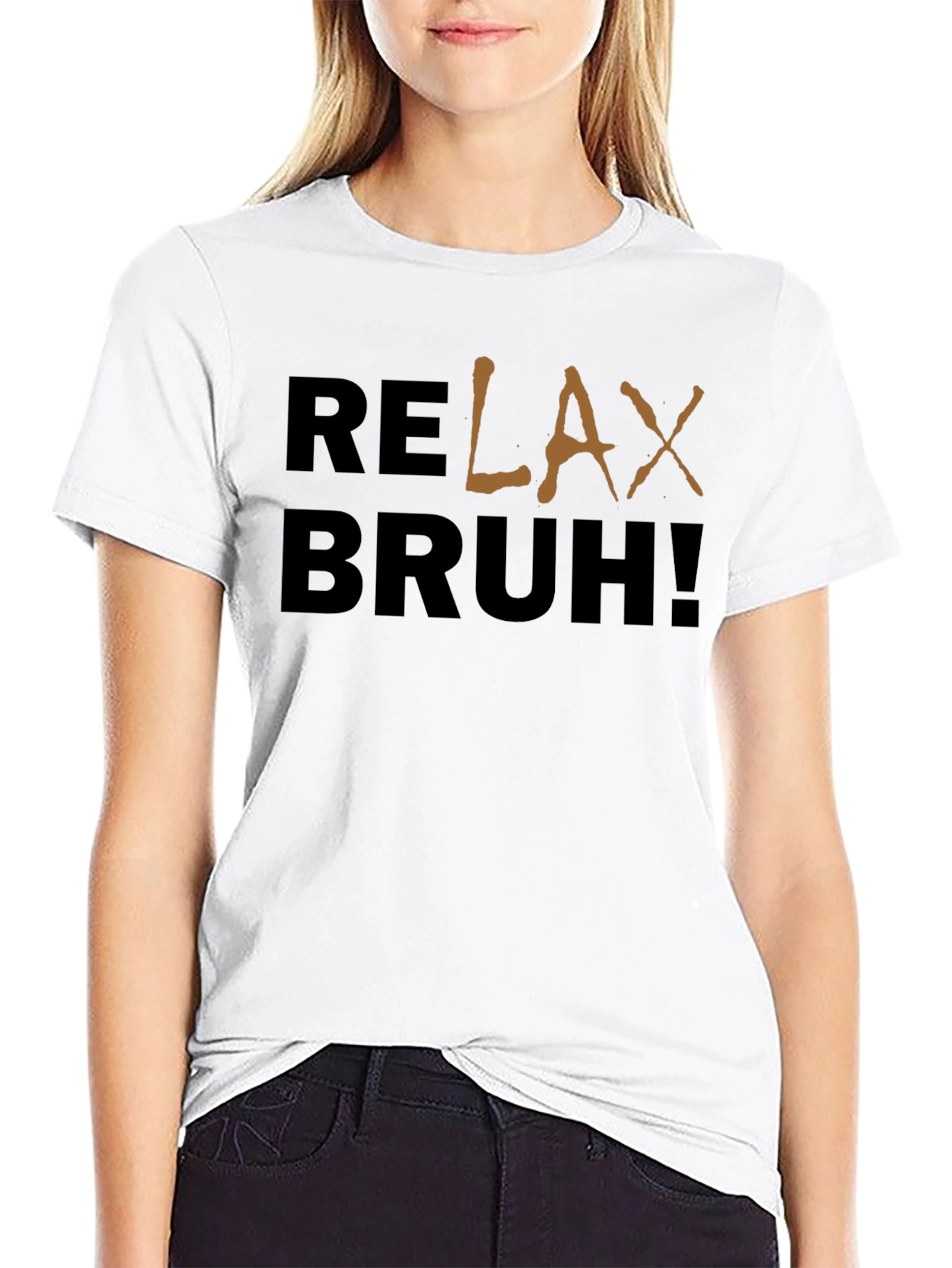 Relax Bruh! Graphic Print Black Cotton T-Shirt