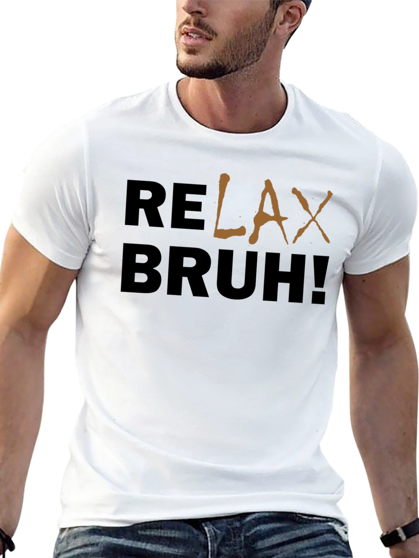 Relax Bruh! Graphic Print Black Cotton T-Shirt