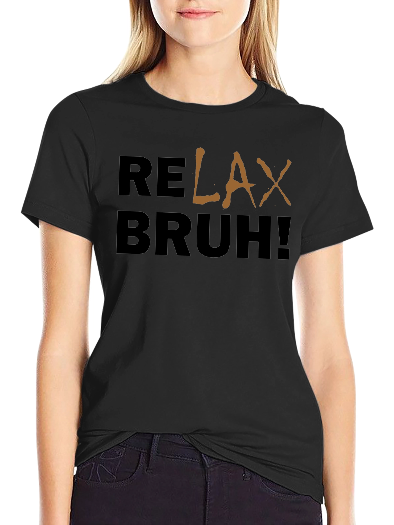 Relax Bruh! Graphic Print Black Cotton T-Shirt