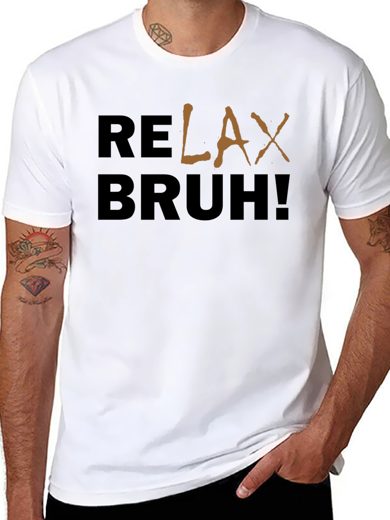 Relax Bruh! Graphic Print Black Cotton T-Shirt