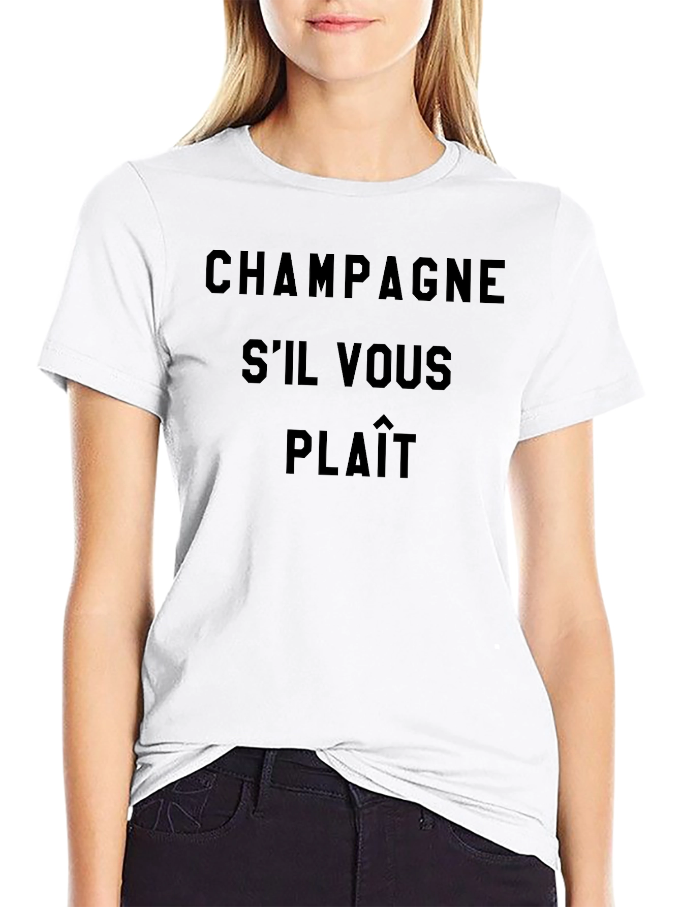 Champagne Sil Vous Plaît Black Graphic T-Shirt