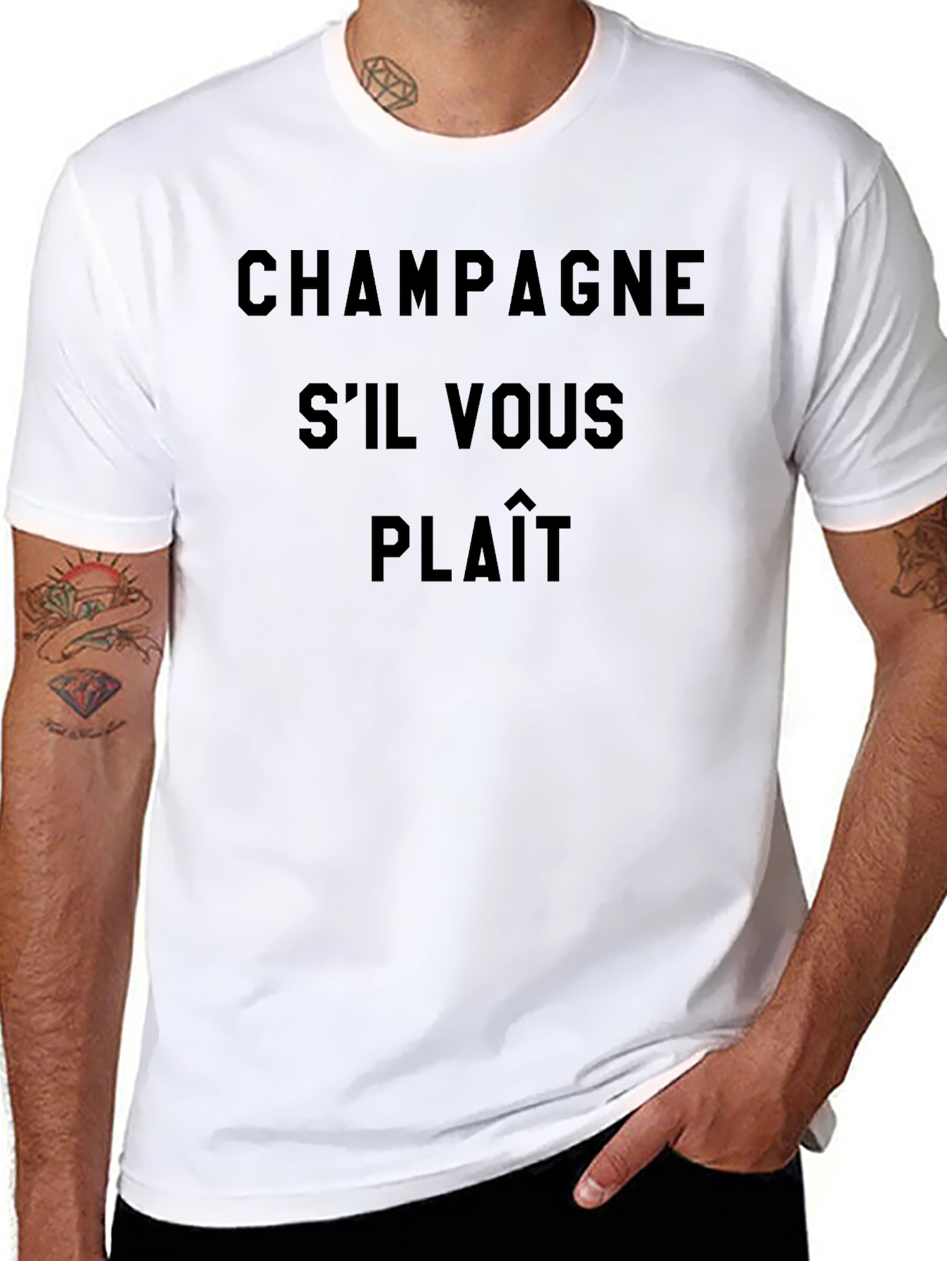 Champagne Sil Vous Plaît Black Graphic T-Shirt
