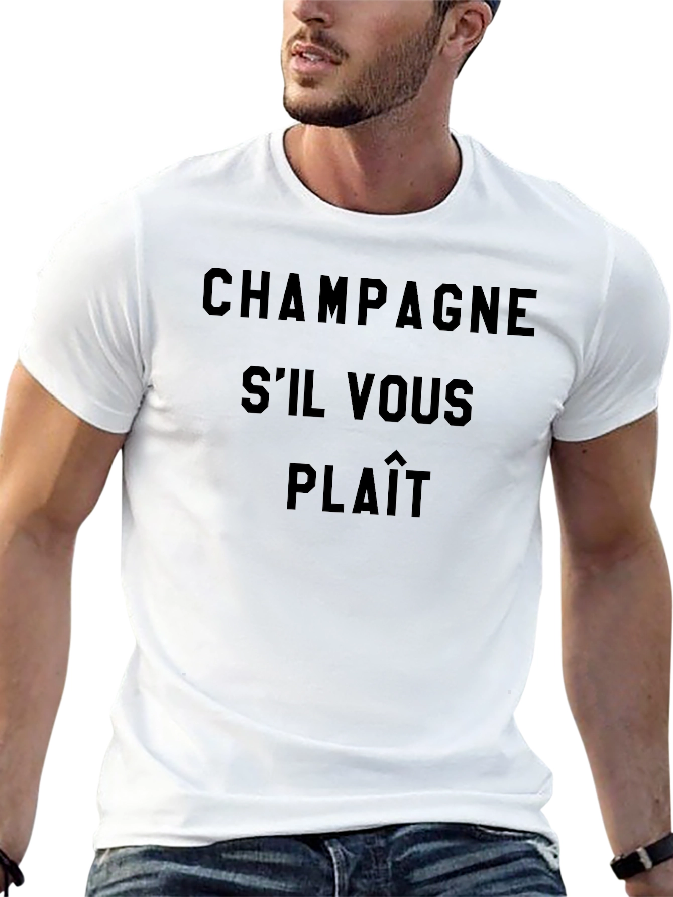 Champagne Sil Vous Plaît Black Graphic T-Shirt