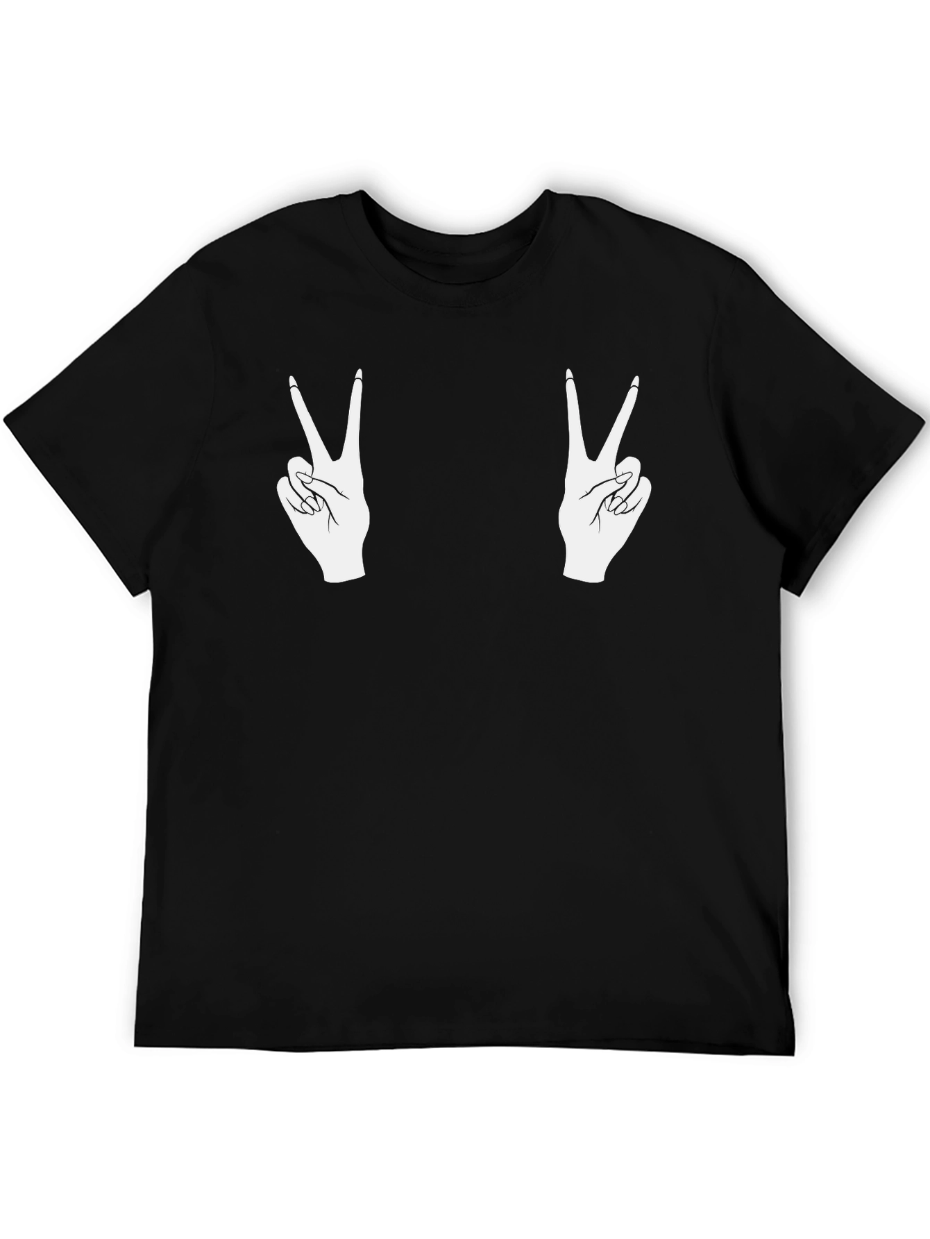 Peace Sign Hands Graphic Black T-Shirt