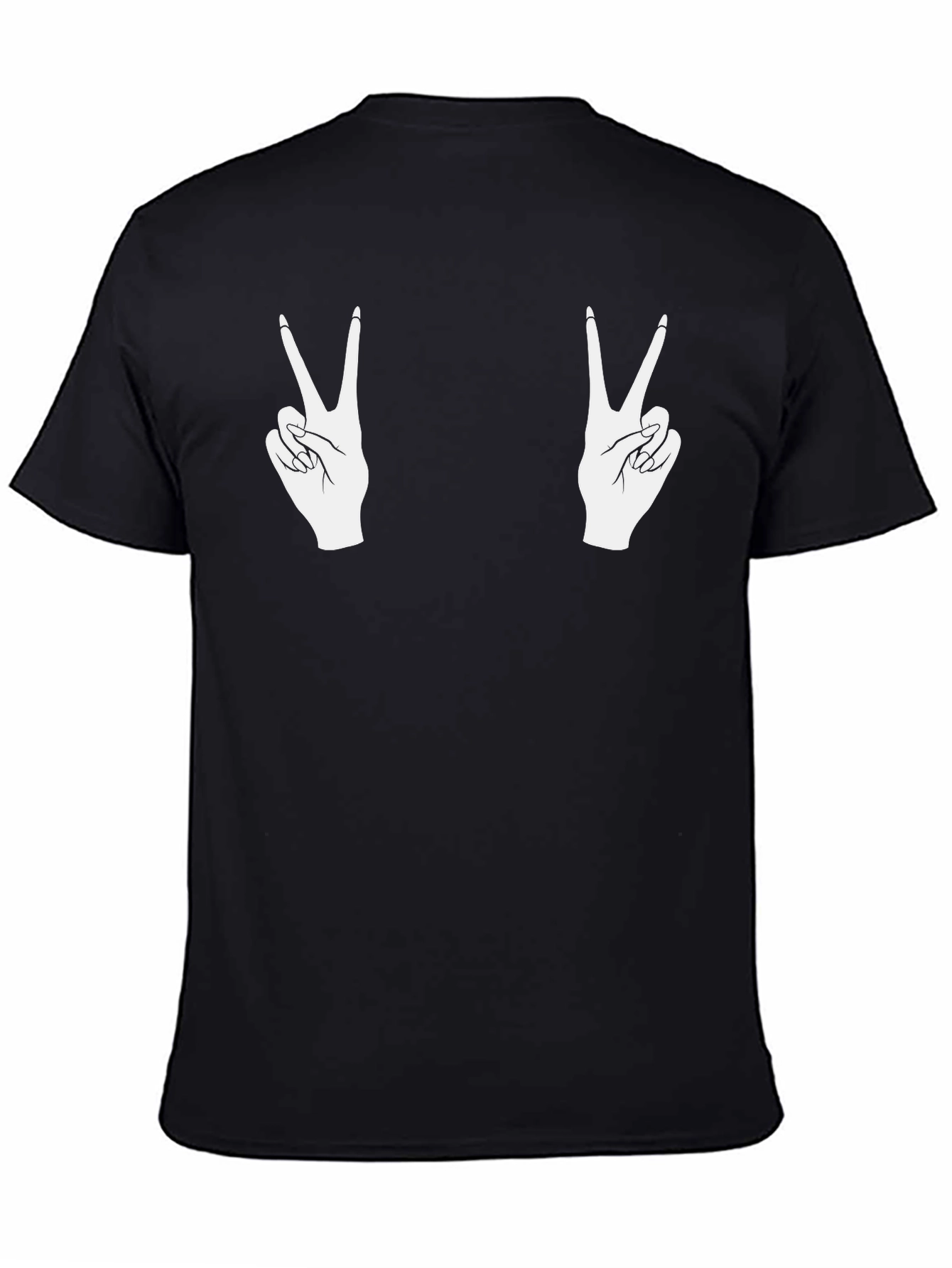 Peace Sign Hands Graphic Black T-Shirt