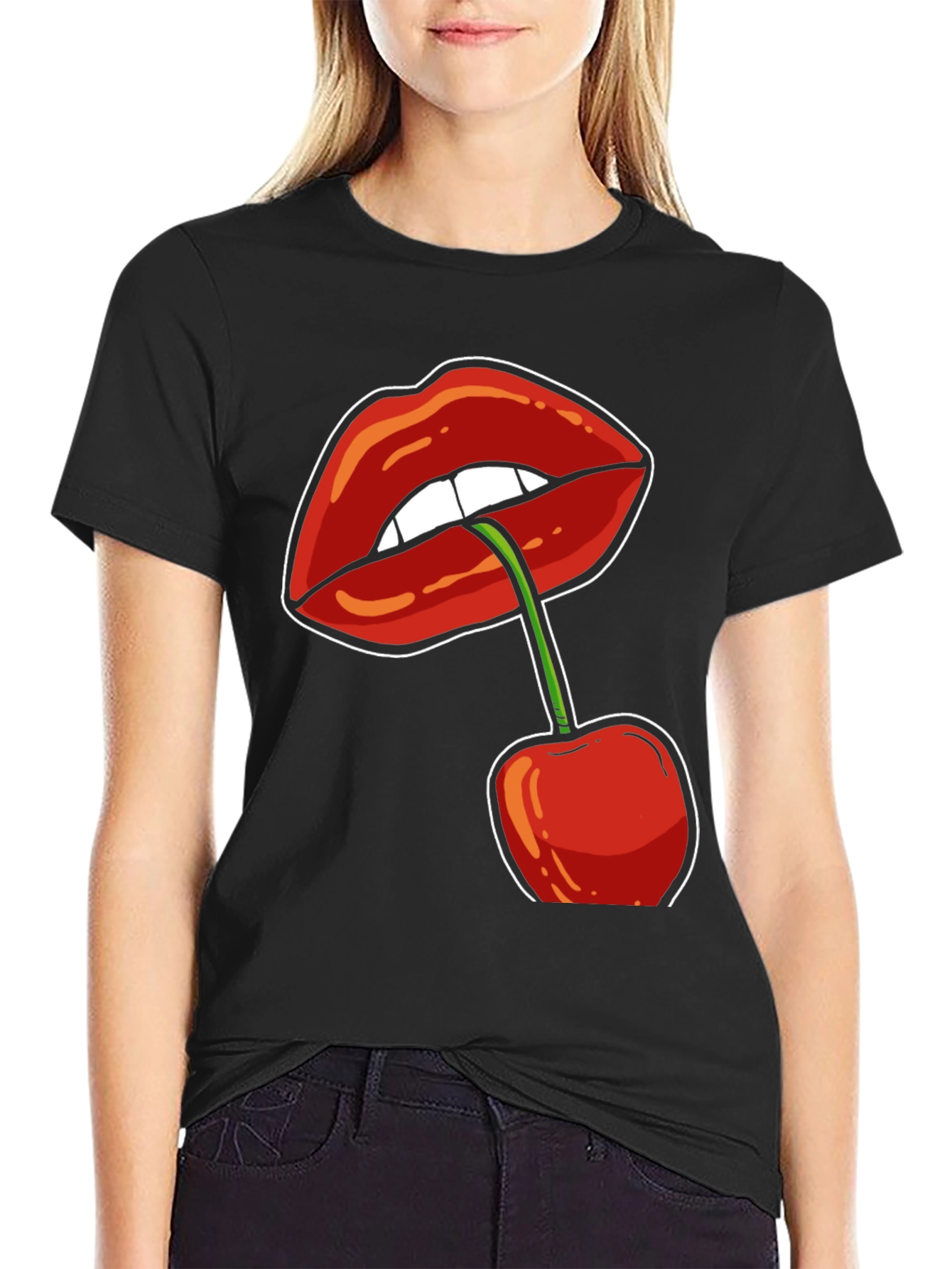 Lips and Cherry Graphic T-Shirt - Unisex