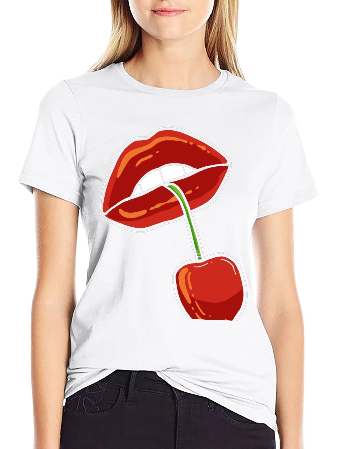 Lips and Cherry Graphic T-Shirt - Unisex