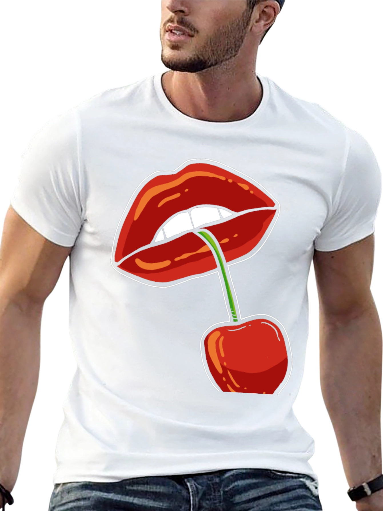 Lips and Cherry Graphic T-Shirt - Unisex