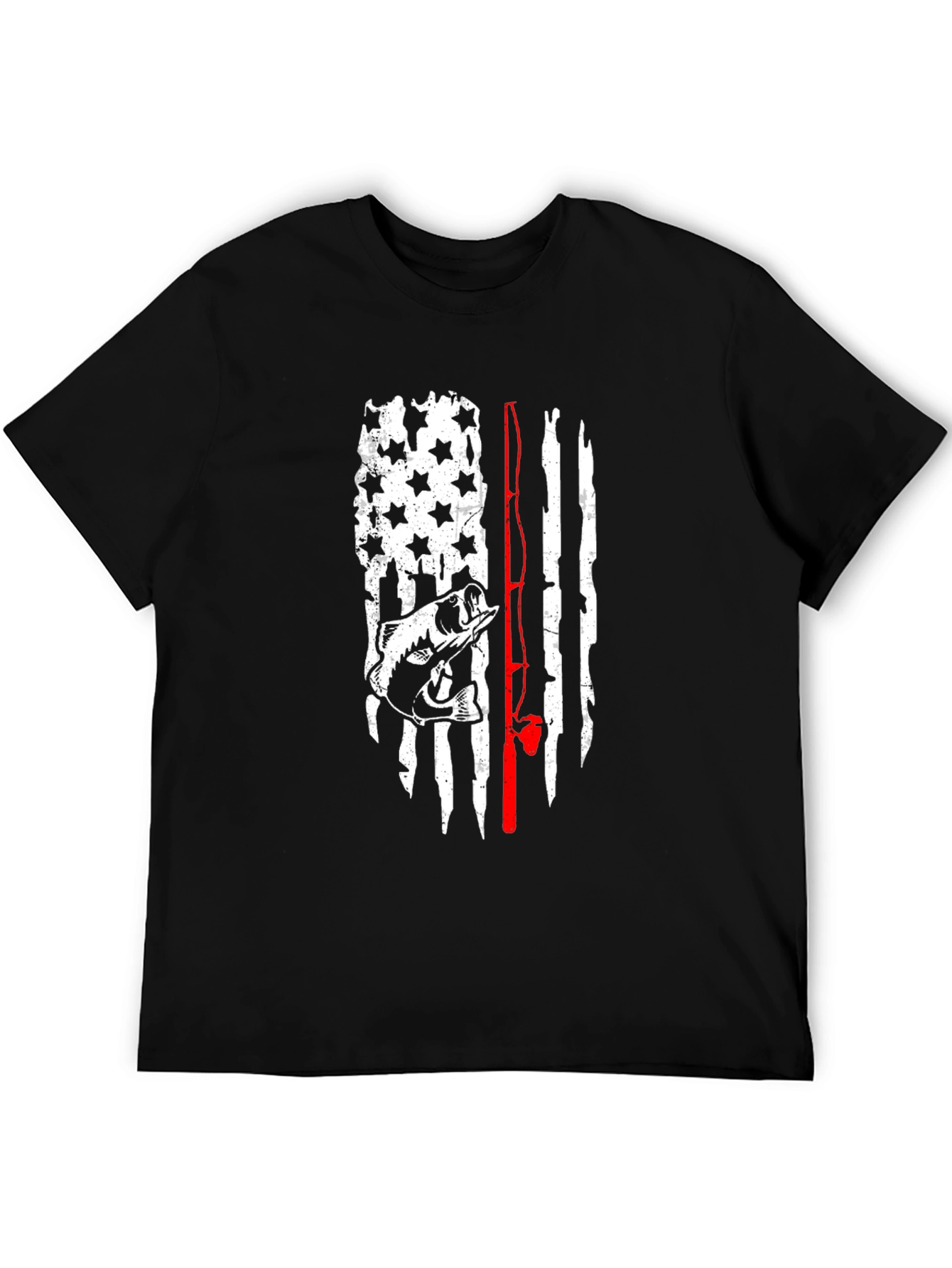 Fishing Flag Graphic Tee - Mens Black T-Shirt
