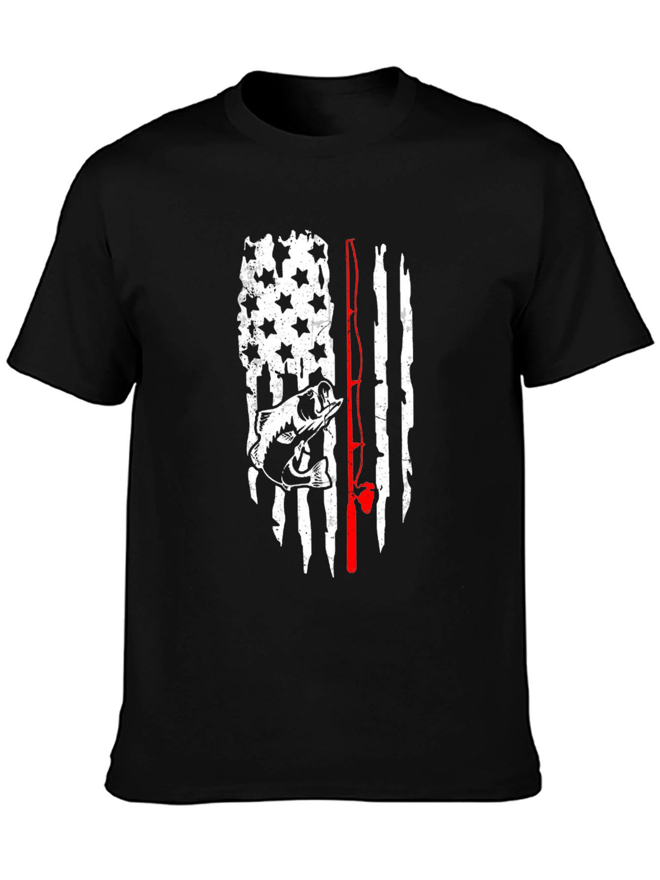 Fishing Flag Graphic Tee - Mens Black T-Shirt
