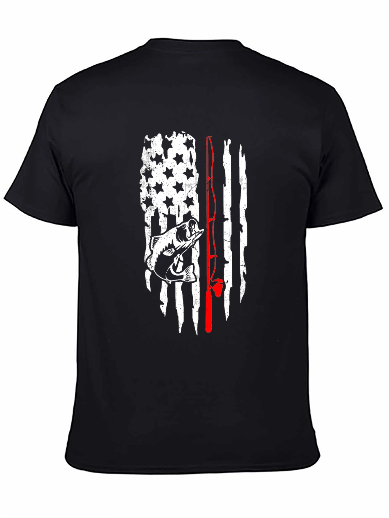 Fishing Flag Graphic Tee - Mens Black T-Shirt