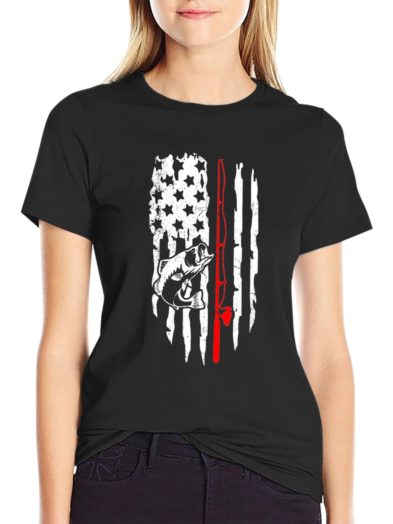 Fishing Flag Graphic Tee - Mens Black T-Shirt