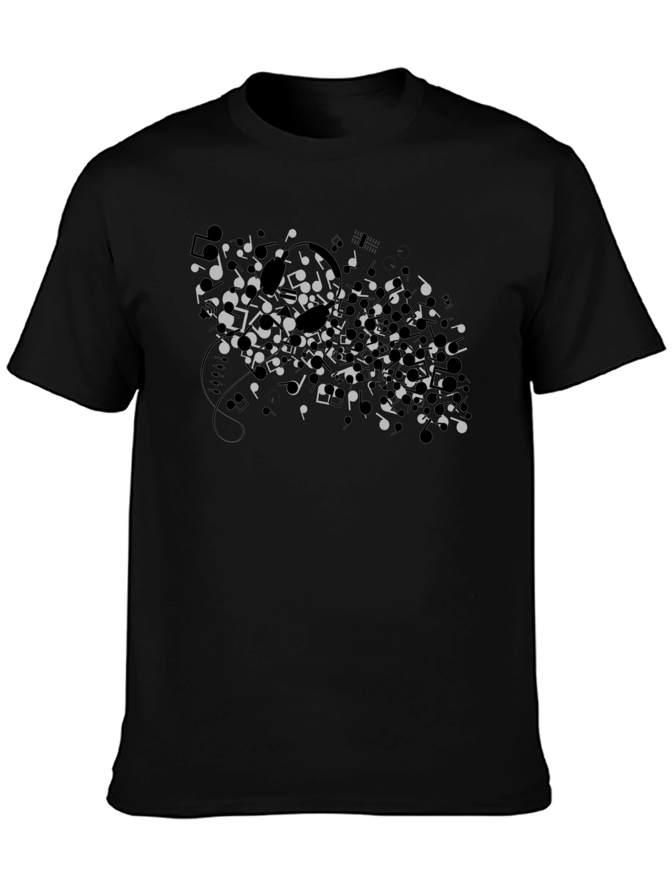 Musical Notes Graphic Black T-Shirt - Unisex