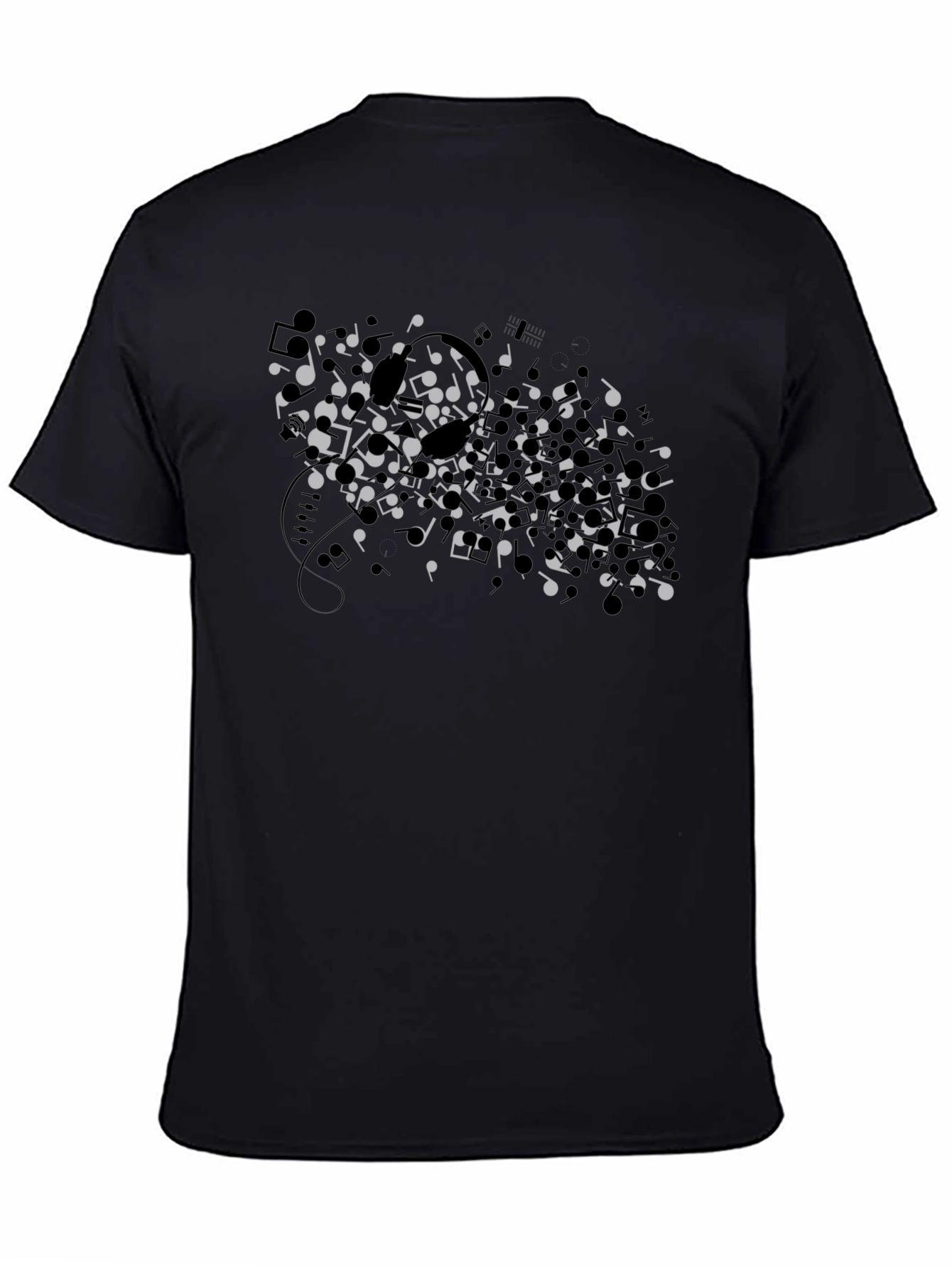 Musical Notes Graphic Black T-Shirt - Unisex