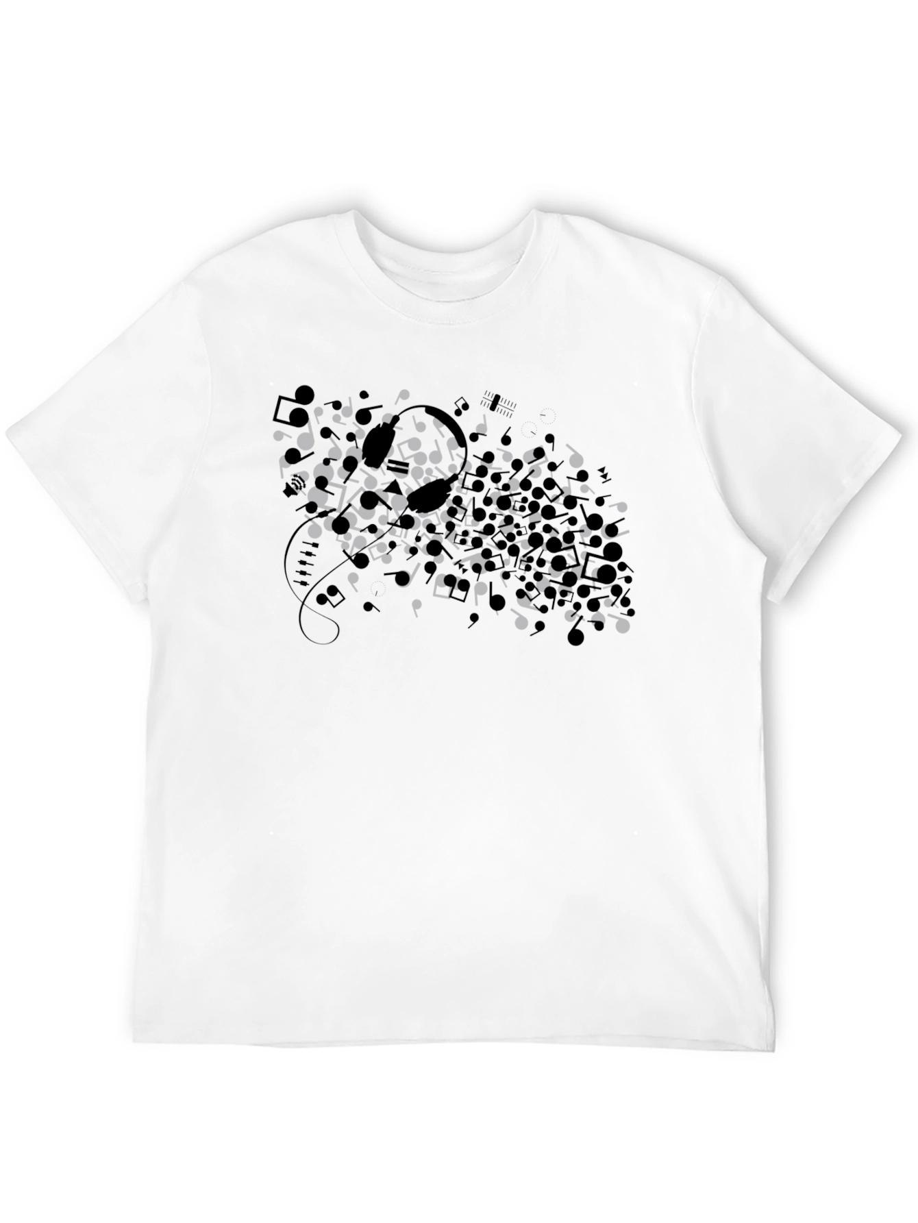 Musical Notes Graphic Black T-Shirt - Unisex